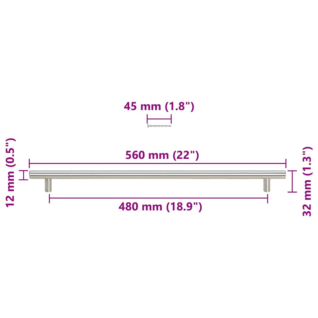 Kaapin Kahvat 5 Kpl Hopea 480 Mm Ruostumaton Teräs