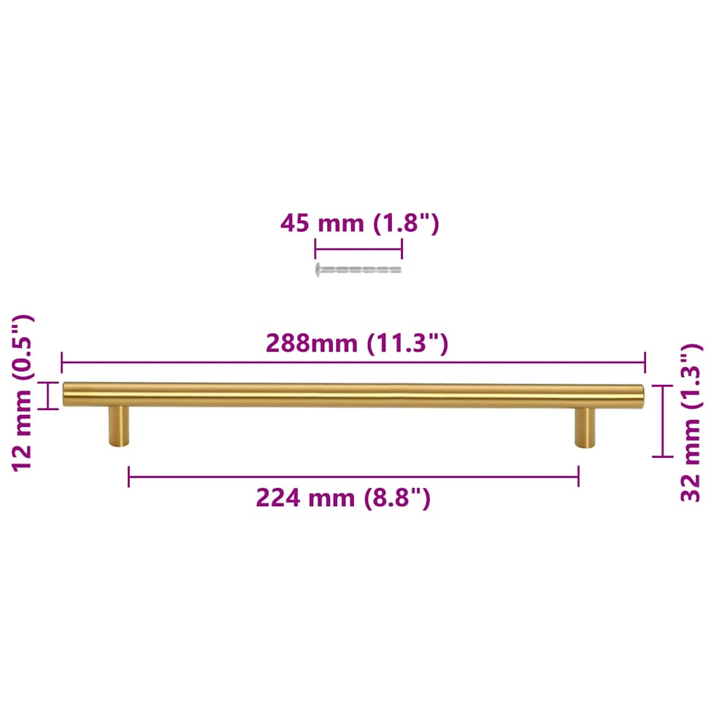 Kaapin Kahvat 5 Kpl Kulta 224 Mm Ruostumaton Teräs