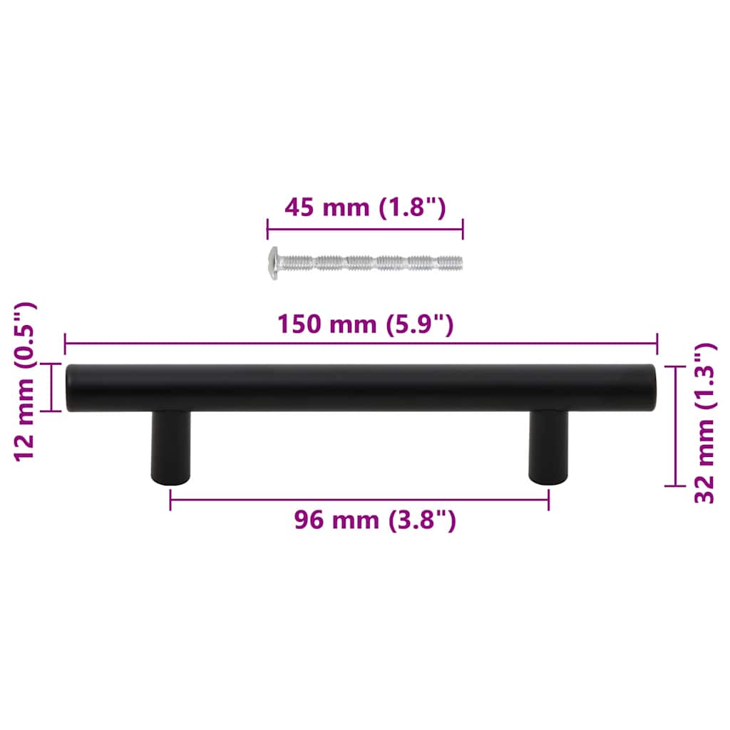 Kaapin Kahvat 10 Kpl Musta 96 Mm Ruostumaton Teräs