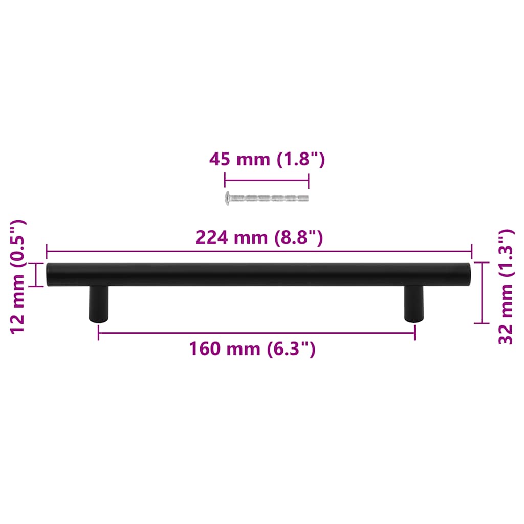 Kaapin Kahvat 10 Kpl Musta 160 Mm Ruostumaton Teräs