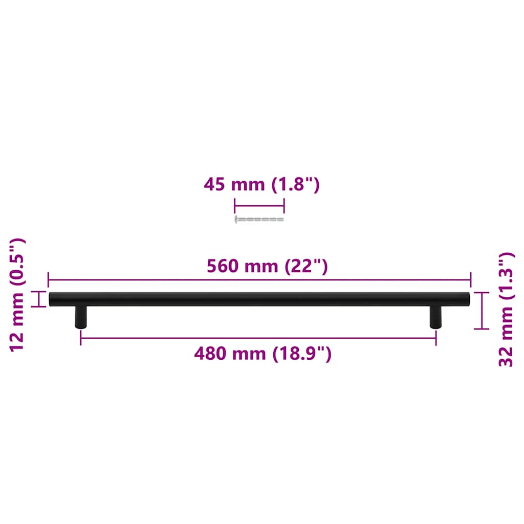 Kaapin Kahvat 5 Kpl Musta 480 Mm Ruostumaton Teräs