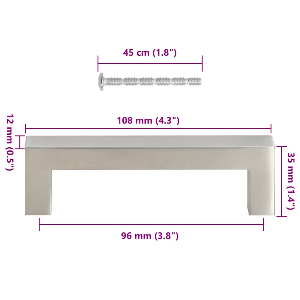 Kaapin Kahvat 10 Kpl Hopea 96 Mm Ruostumaton Teräs