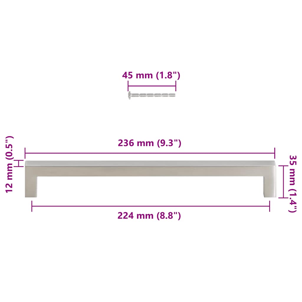 Kaapin Kahvat 5 Kpl Hopea 224 Mm Ruostumaton Teräs