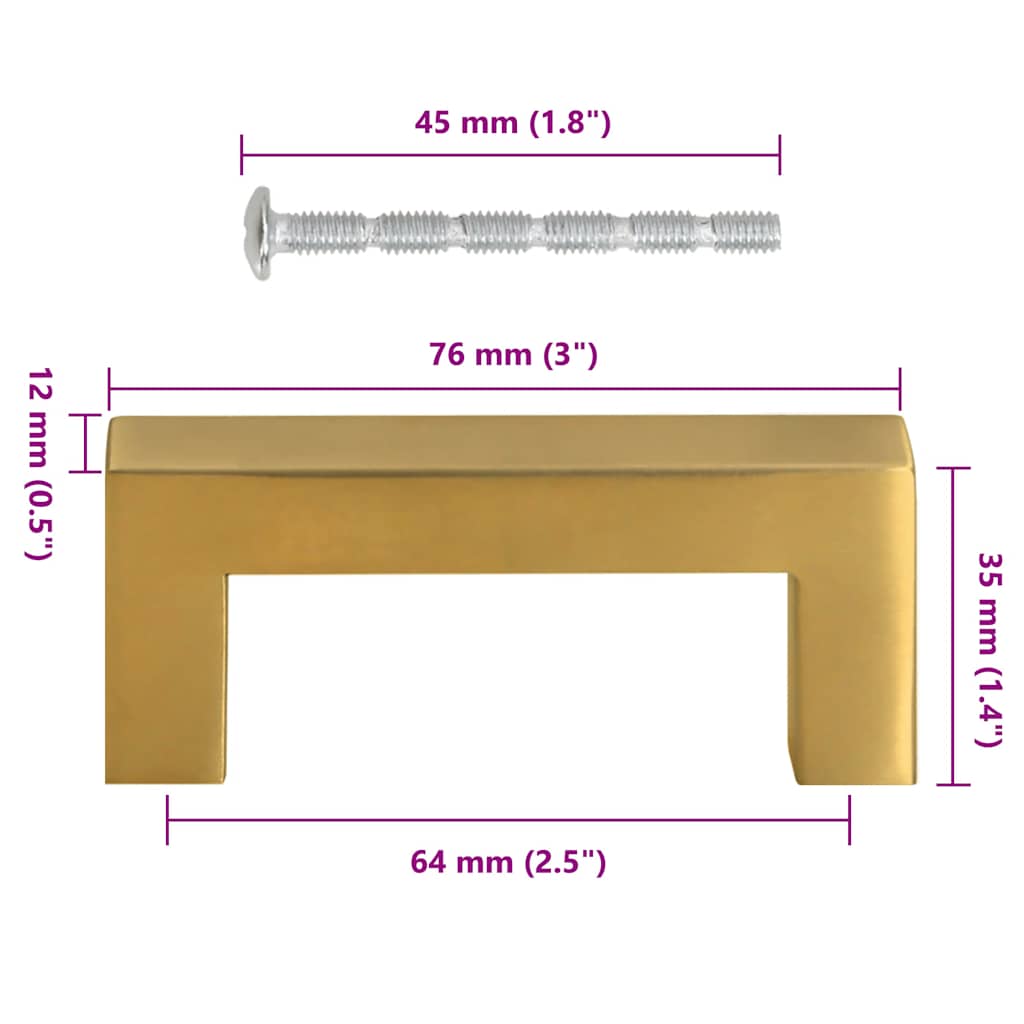 Kaapin Kahvat 10 Kpl Kulta 64 Mm Ruostumaton Teräs