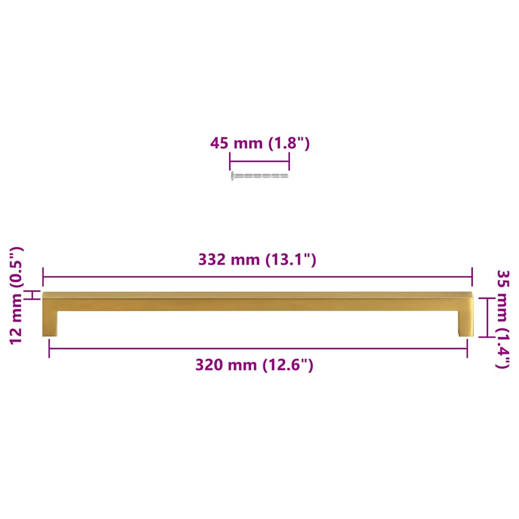 Kaapin Kahvat 5 Kpl Kulta 320 Mm Ruostumaton Teräs