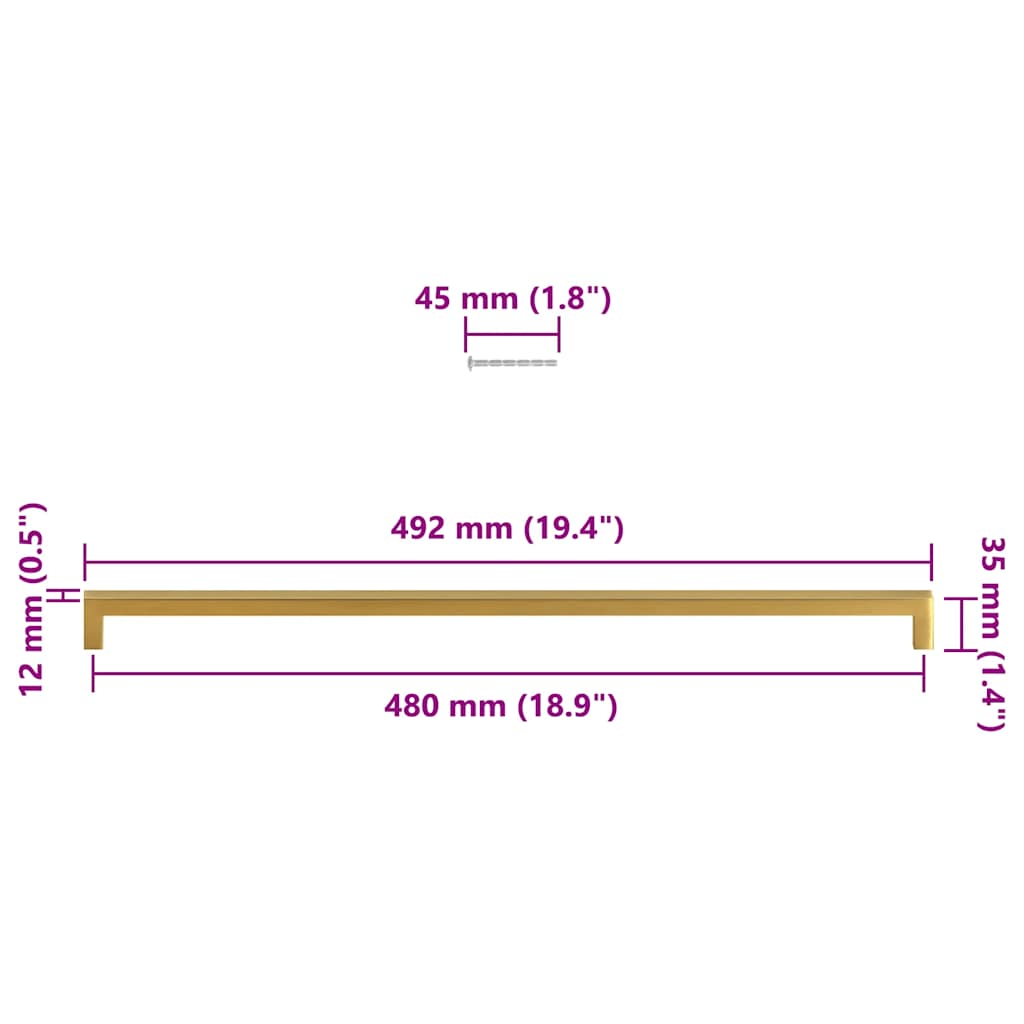 Kaapin Kahvat 5 Kpl Kulta 480 Mm Ruostumaton Teräs