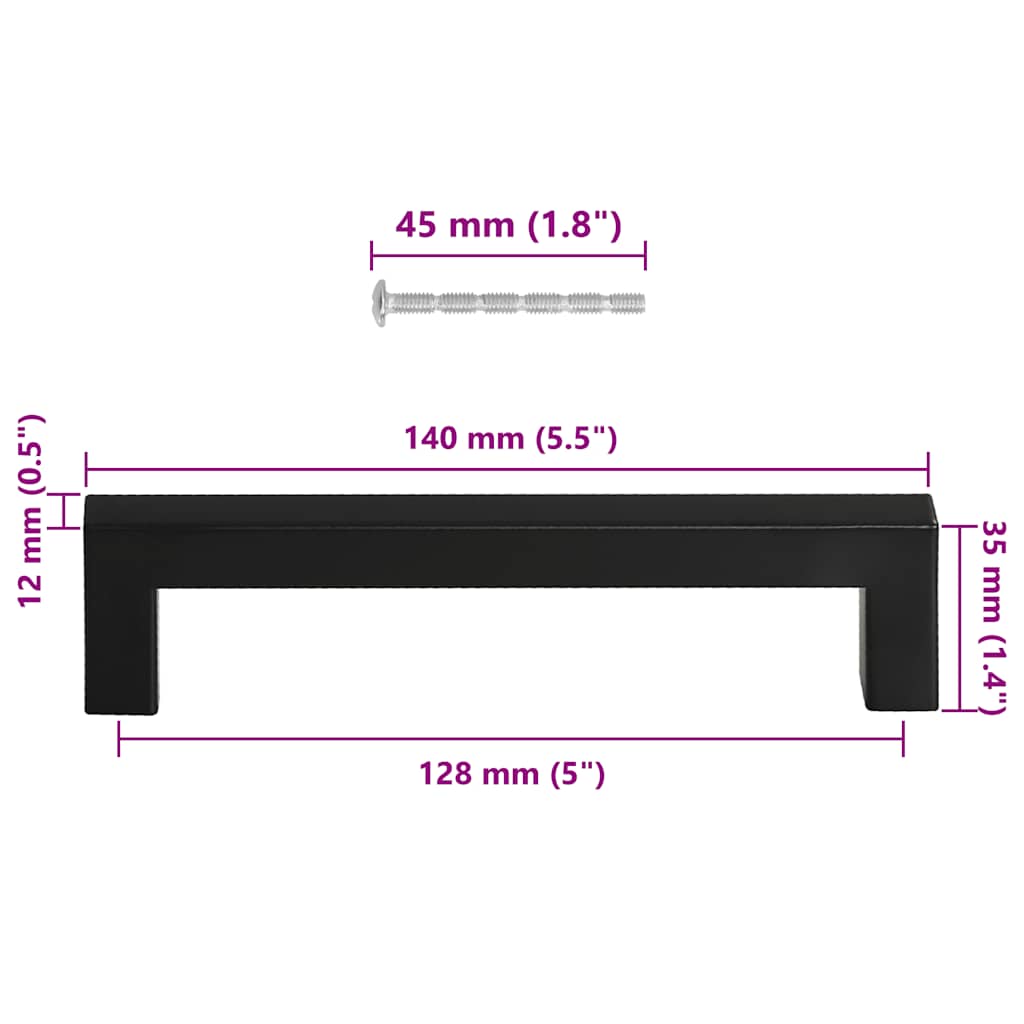 Kaapin Kahvat 10 Kpl Musta 128 Mm Ruostumaton Teräs