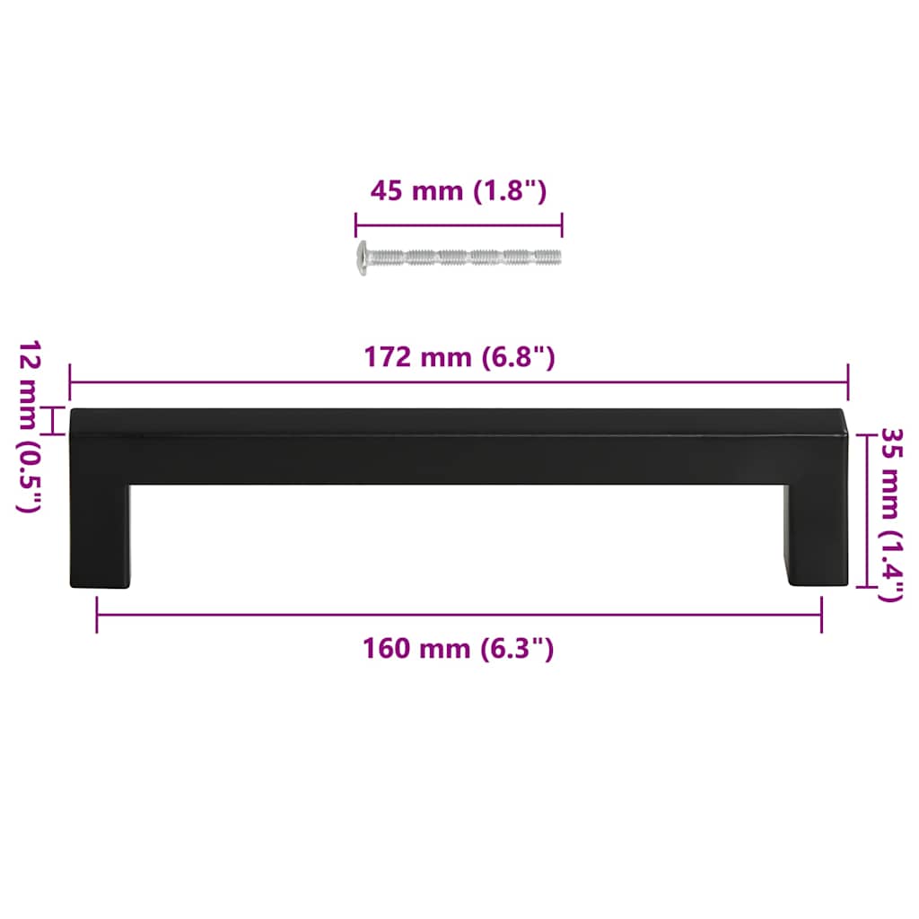 Kaapin Kahvat 10 Kpl Musta 160 Mm Ruostumaton Teräs