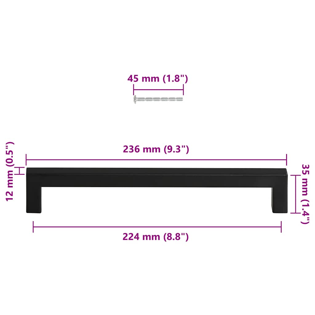 Kaapin Kahvat 5 Kpl Musta 224 Mm Ruostumaton Teräs