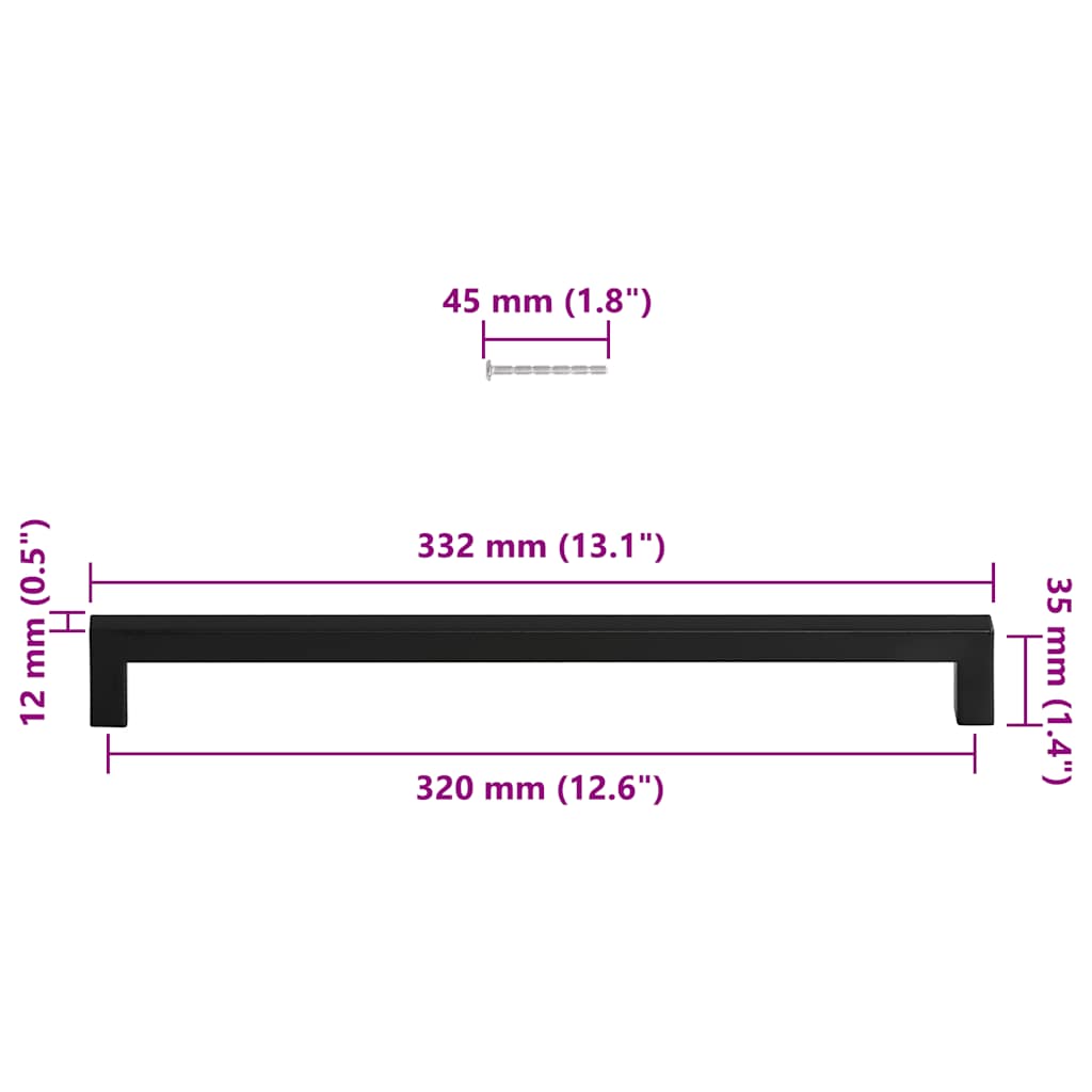 Kaapin Kahvat 5 Kpl Musta 320 Mm Ruostumaton Teräs