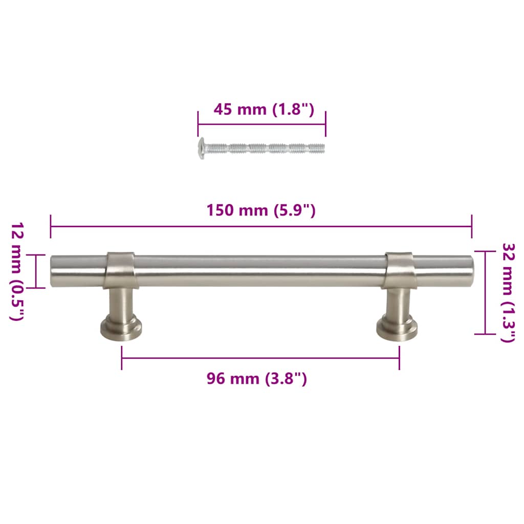 Kaapin Kahvat 10 Kpl Hopea 96 Mm Ruostumaton Teräs