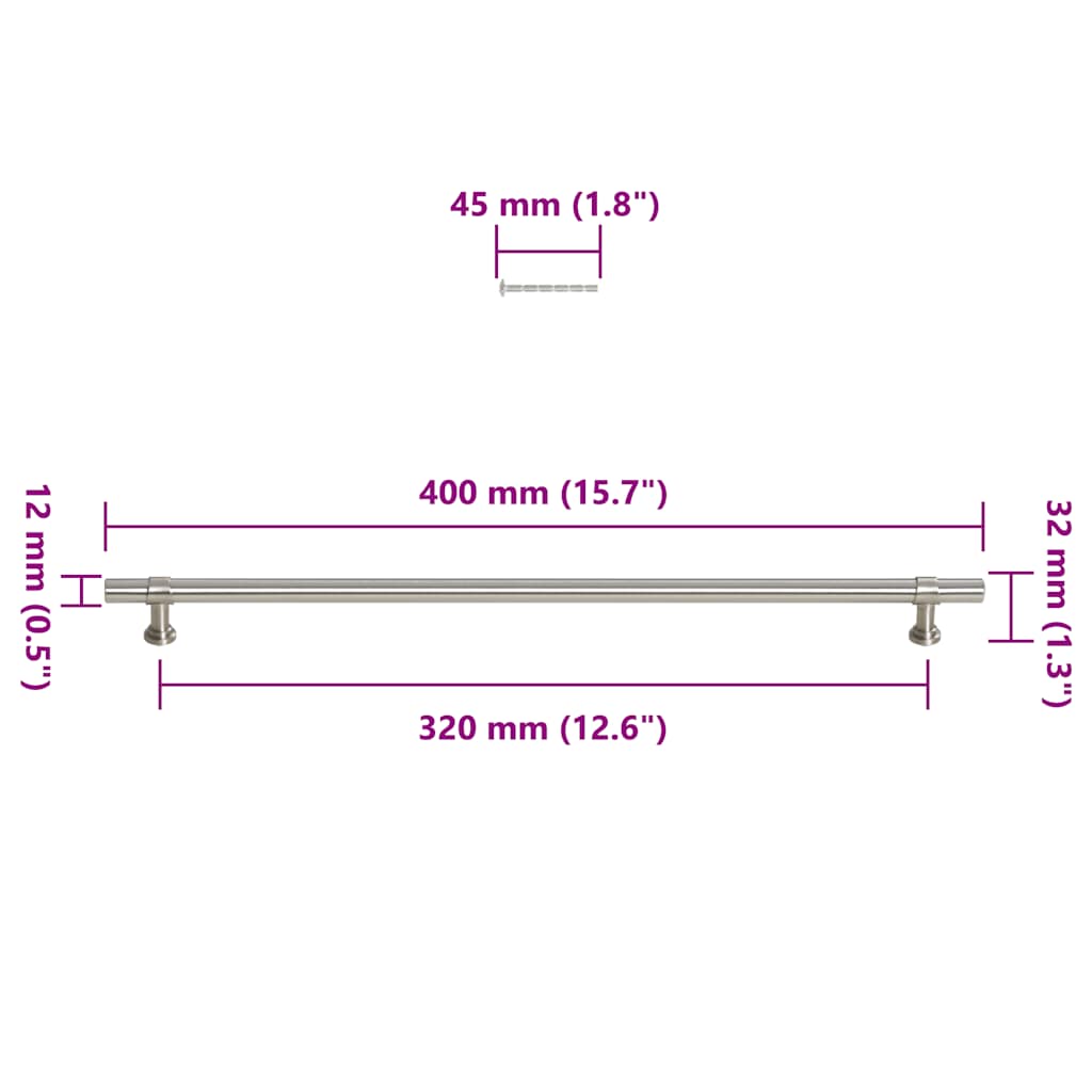 Kaapin Kahvat 5 Kpl Hopea 320 Mm Ruostumaton Teräs