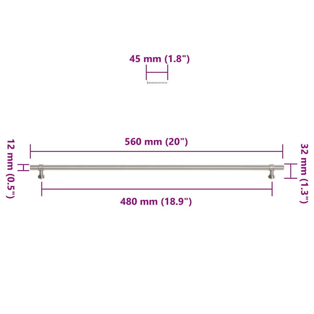 Kaapin Kahvat 5 Kpl Hopea 480 Mm Ruostumaton Teräs