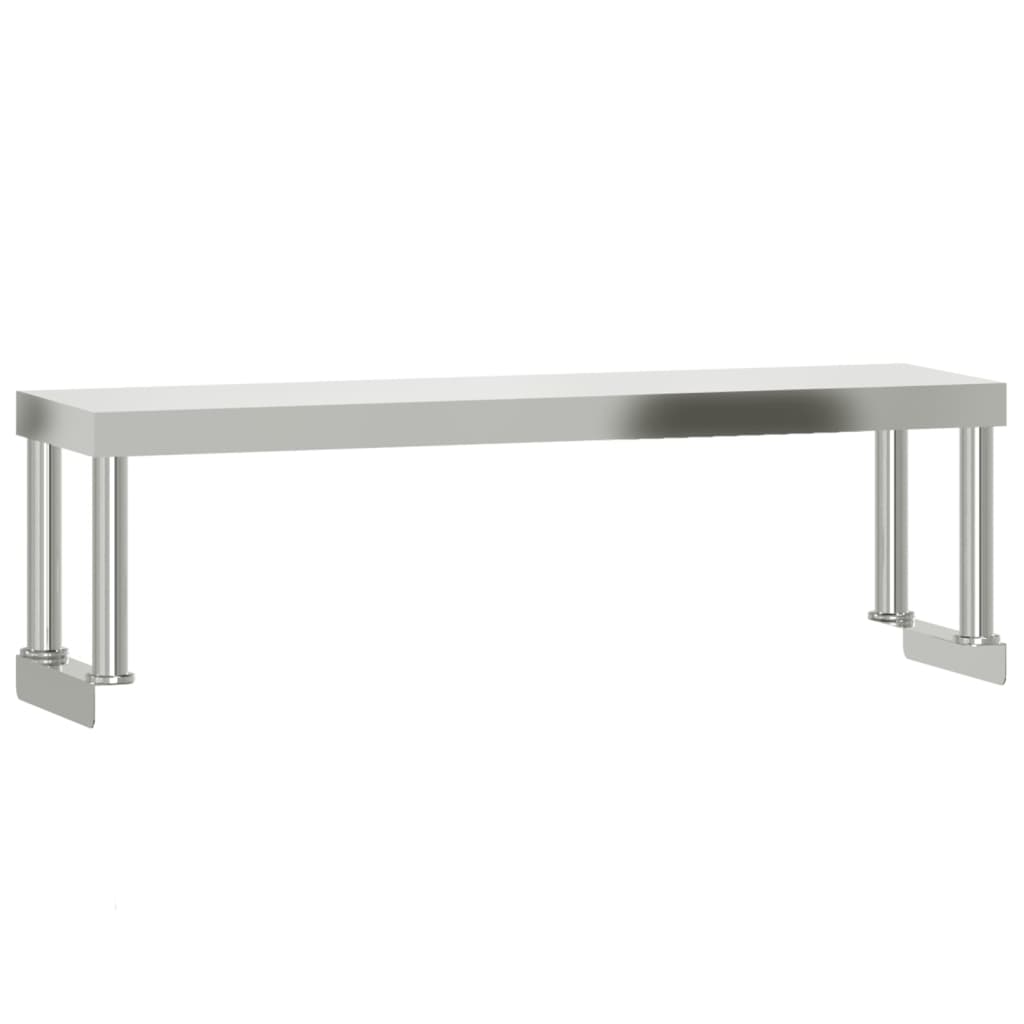 Keittiön Työpöytä Ylähyllyllä 110X55X120 Cm Ruostumaton Teräs