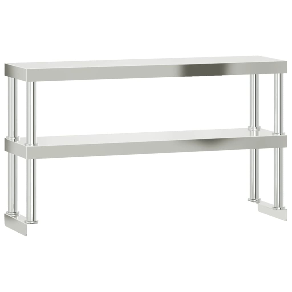 Keittiön Työpöytä Ylähyllyllä 110X55X150 Cm Ruostumaton Teräs