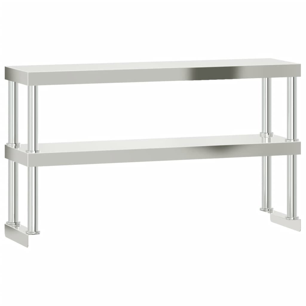 Keittiön Työpöytä Ylähyllyllä 110X55X150 Cm Ruostumaton Teräs