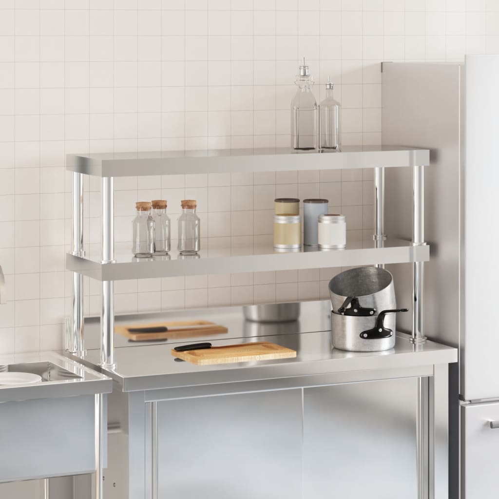 Keittiön Työtason Hylly 2 Tasoa 110X30X65 Cm Ruostumaton Teräs