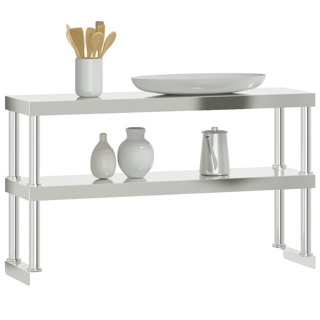 Keittiön Työtason Hylly 2 Tasoa 110X30X65 Cm Ruostumaton Teräs