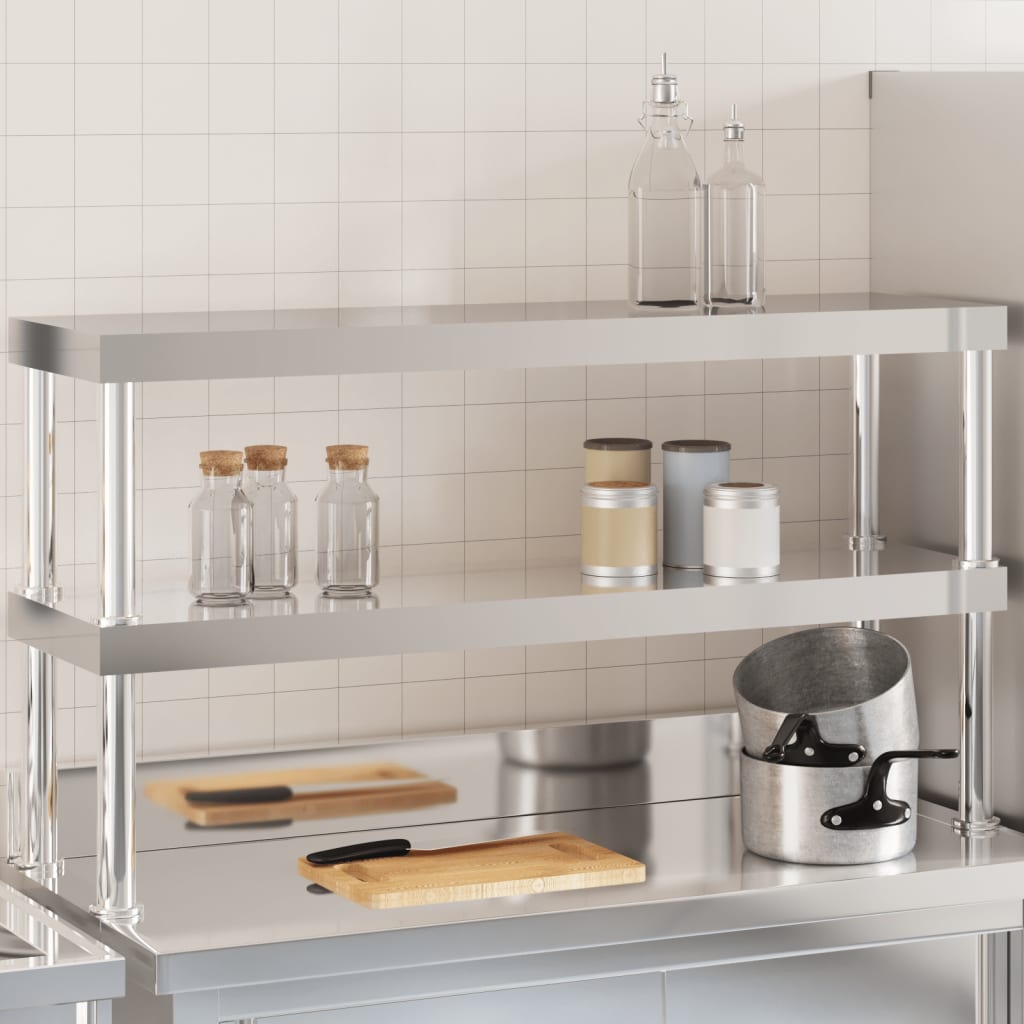 Keittiön Työtason Hylly 2 Tasoa 110X30X65 Cm Ruostumaton Teräs