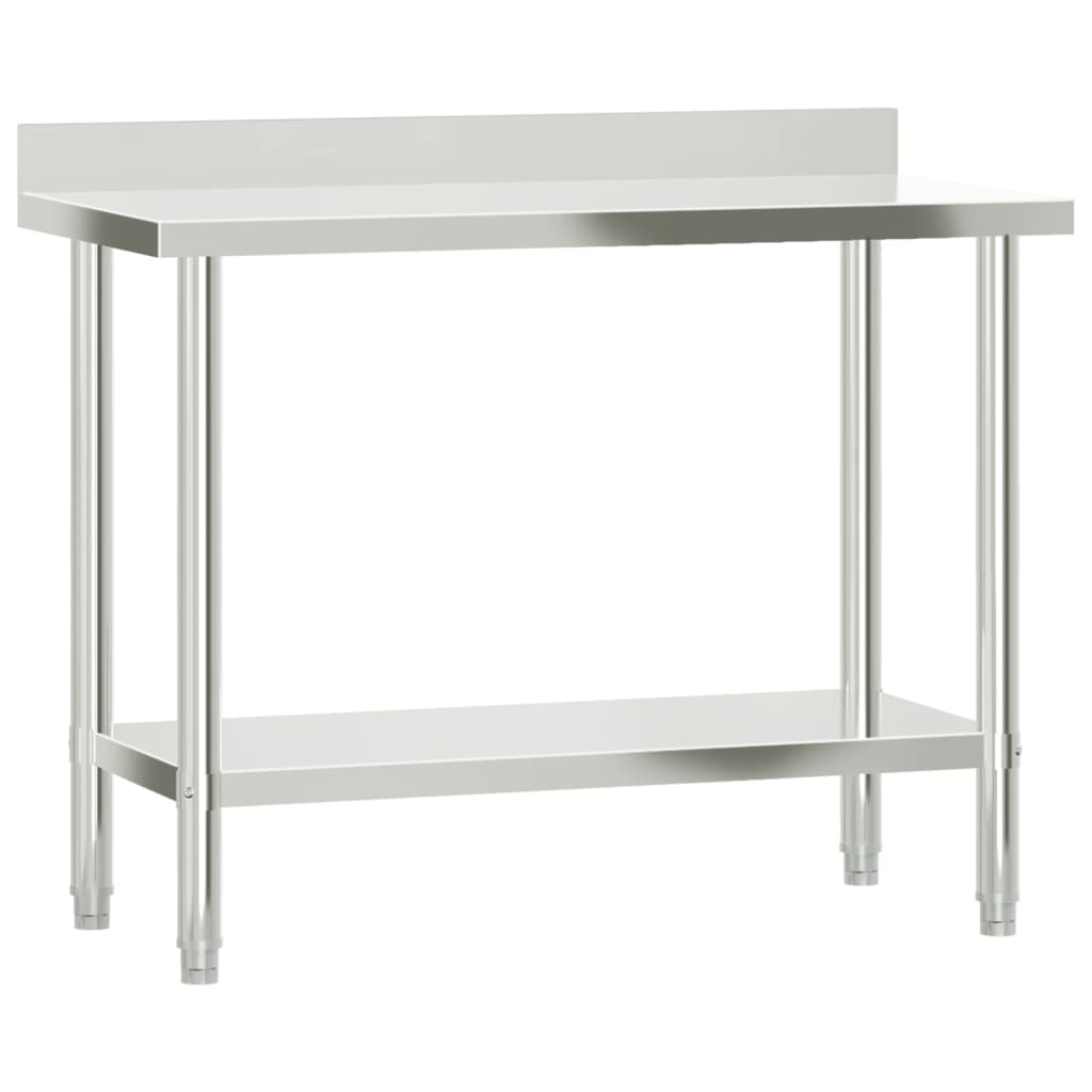 Keittiön Työpöytä Roiskesuojalla 110X55X93 Cm Ruostumaton Teräs