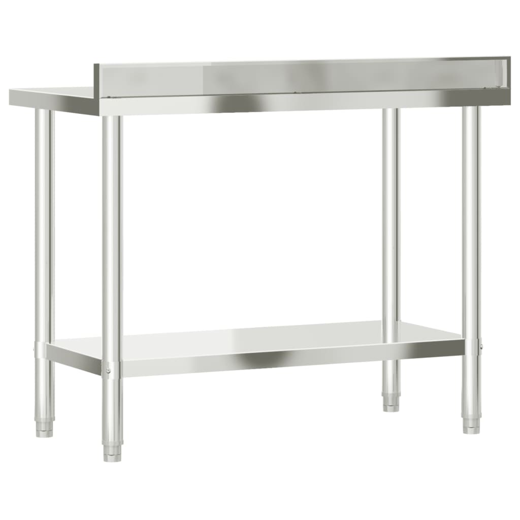 Keittiön Työpöytä Roiskesuojalla 110X55X93 Cm Ruostumaton Teräs