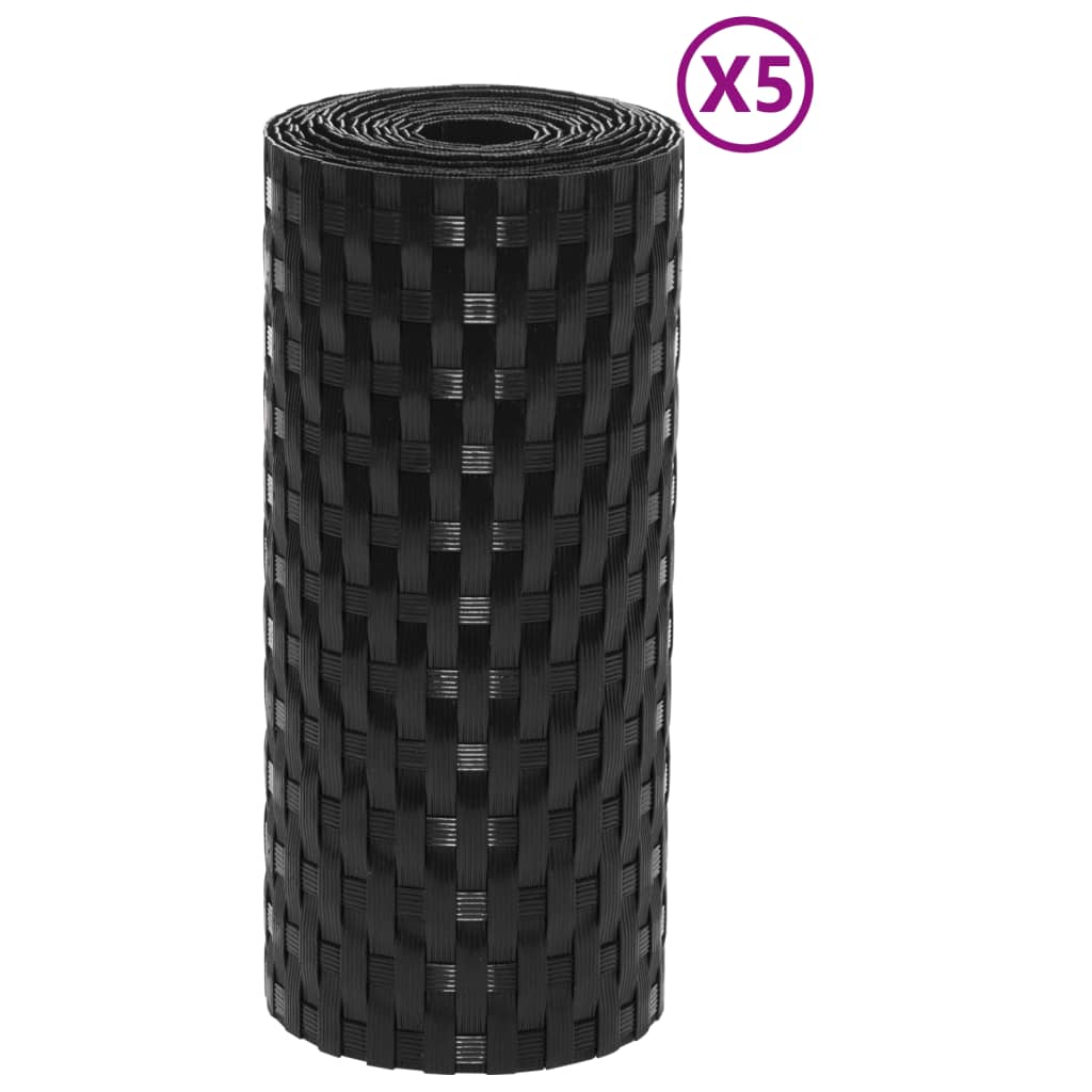 Parvekesuojat 5 Kpl Musta 255X19 Cm Polyrottinki