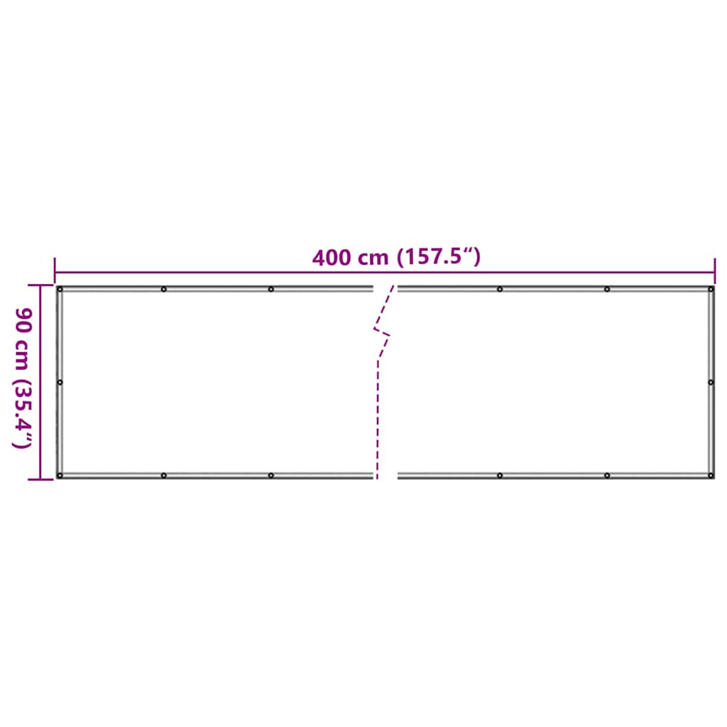 Parvekkeen Yksityisyyssuoja Harmaa 400X90 Cm Pvc