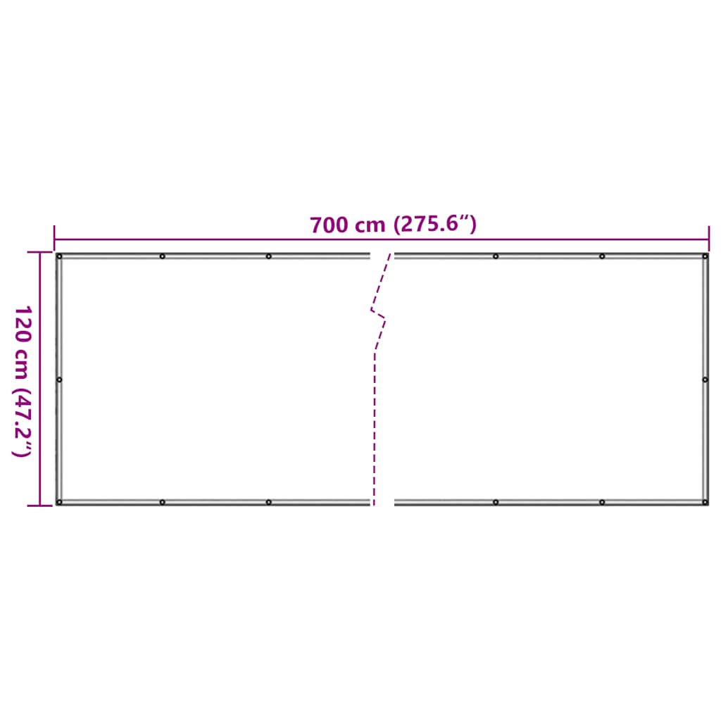 Parvekkeen Yksityisyyssuoja Valkoinen 700X120 Cm Pvc