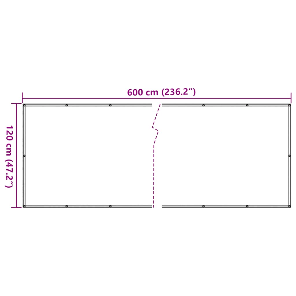 Parvekkeen Yksityisyyssuoja Kivityyli Harmaa 600X120 Cm Pvc
