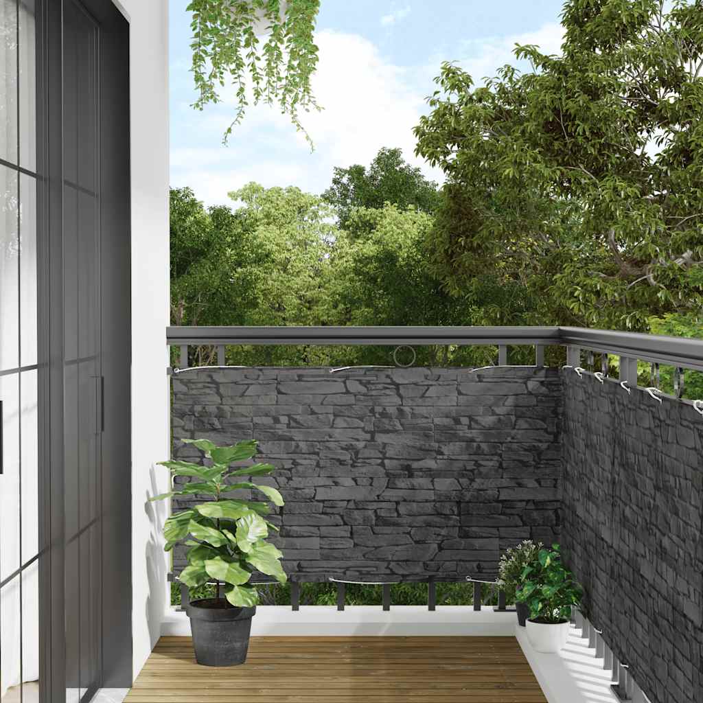 Parvekkeen Yksityisyyssuoja Kivityyli Harmaa 600X120 Cm Pvc