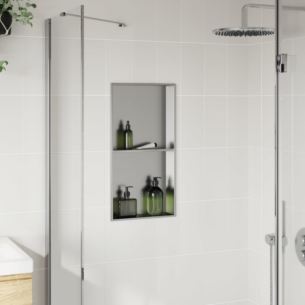 Suihkuhylly Harjattu Hopea 32X62X9 Cm Ruostumaton Teräs