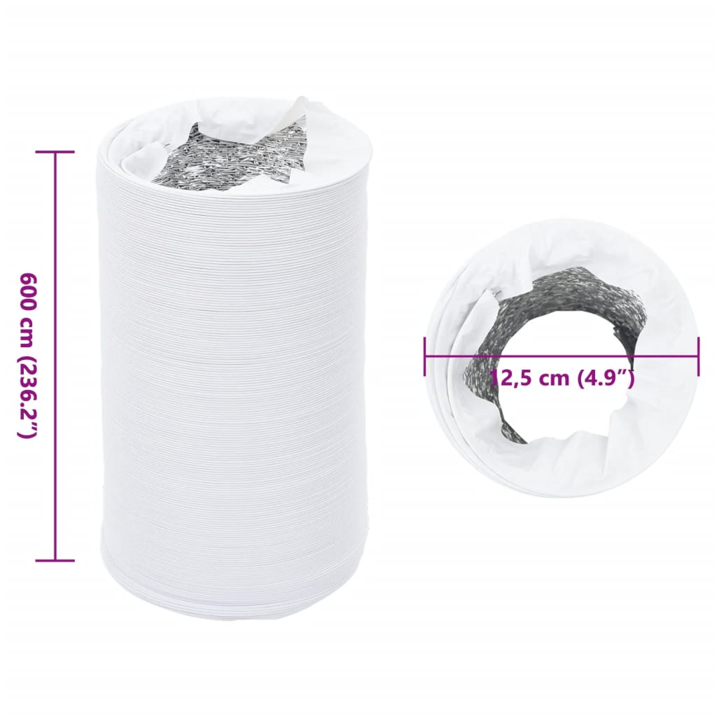 Ilmanvaihtokanava Alumiini Ja Pvc 6 M Ø12,5 Cm