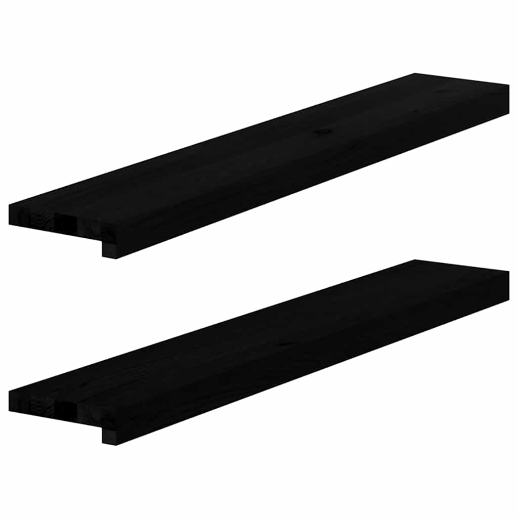 Ikkunalaudat 2 Kpl Ruskeanmusta 90X15X2 Cm Massiivipuutammea