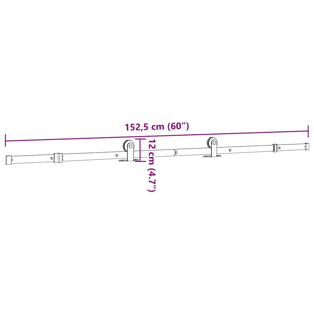 Liukuoven Asennussarja Teräs 152,5 Cm Musta