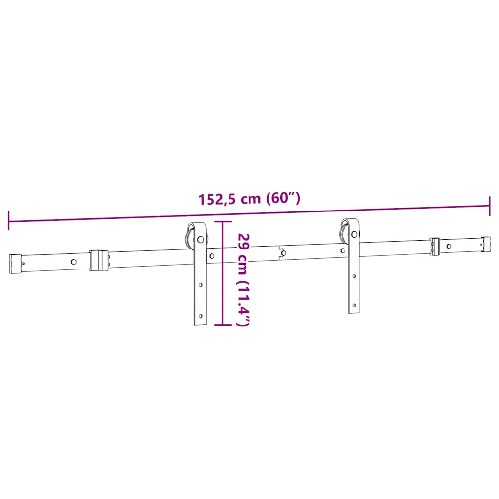 Liukuoven Asennussarja Teräs 152,5 Cm Musta