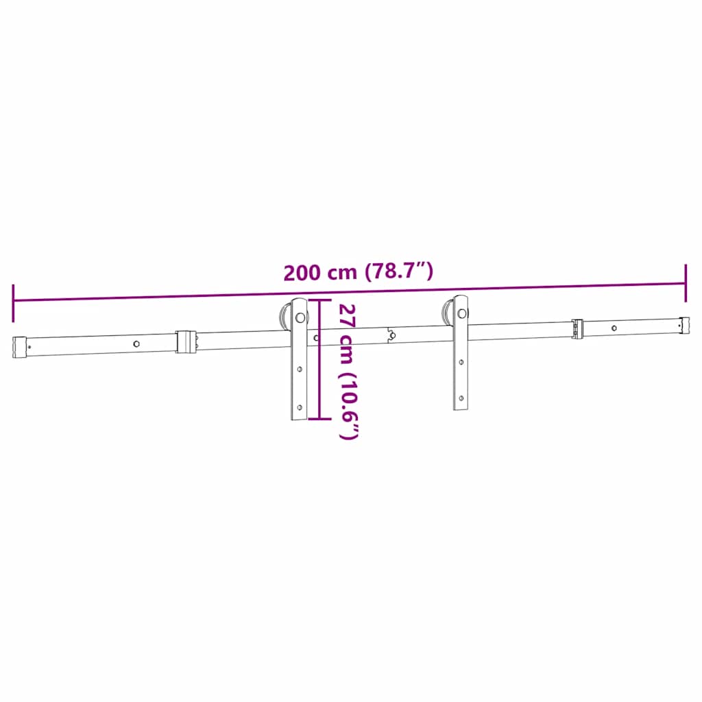 Liukuoven Asennussarja Teräs 200 Cm Musta