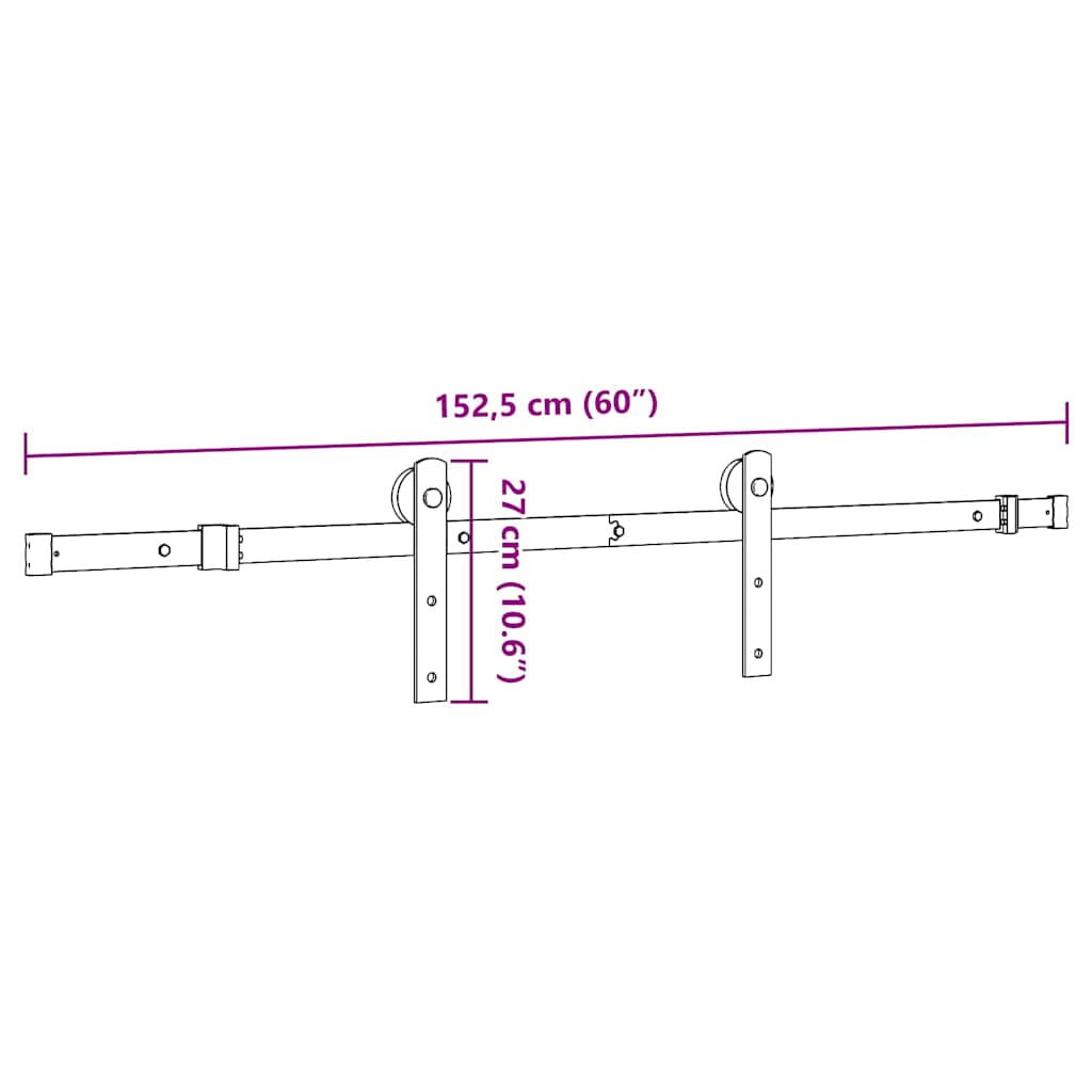 Liukuovi Hardware Kit 152 Cm Teräs Musta