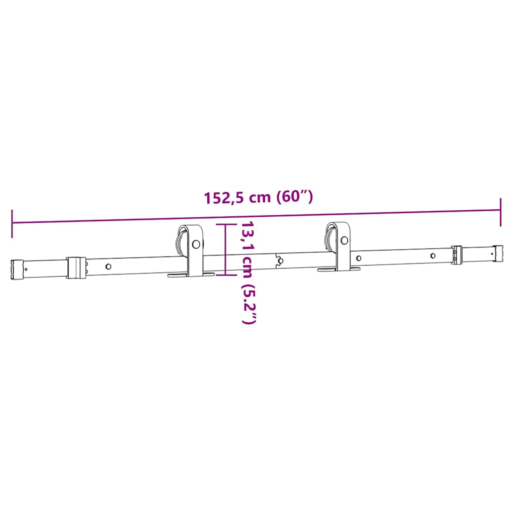 Liukuoven Asennussarja Teräs 152,5 Cm Musta