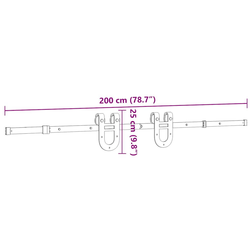 Liukuoven Asennussarja Teräs 200 Cm Musta