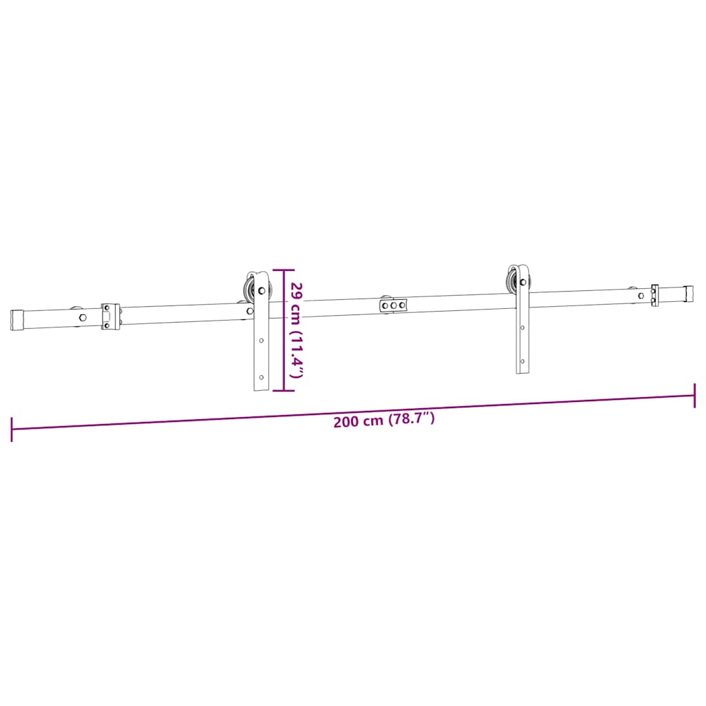 Liukuoven Asennussarja Teräs 200 Cm Musta