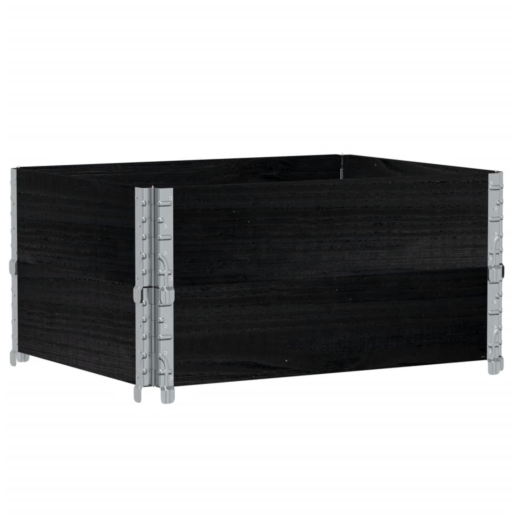 Kuormalavan Reunukset 2 Kpl Musta 80X60 Cm Täysi Mänty