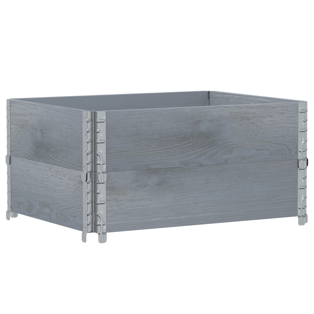 Kuormalavan Reunukset 2 Kpl Harmaa 80X60 Cm Täysi Mänty