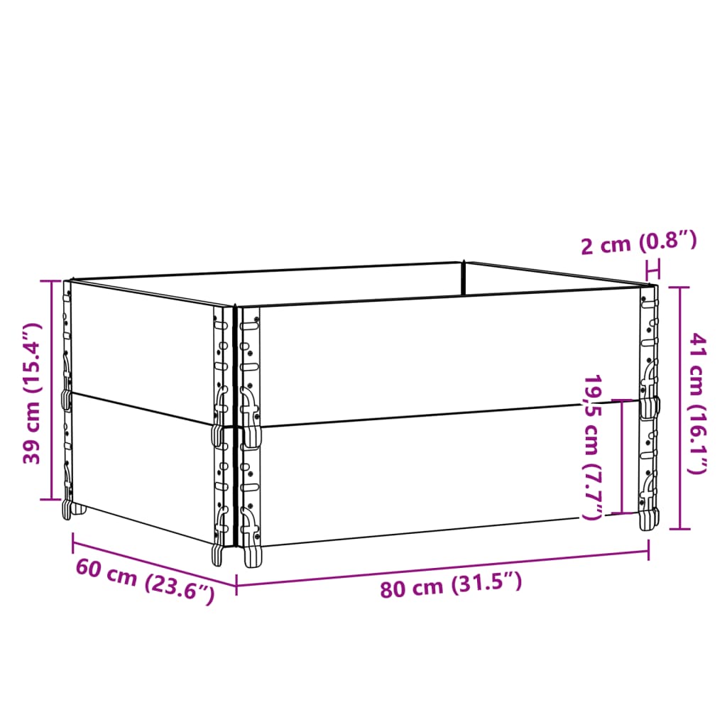 Kuormalavan Reunukset 2 Kpl Ruskea 80X60 Cm Täysi Mänty