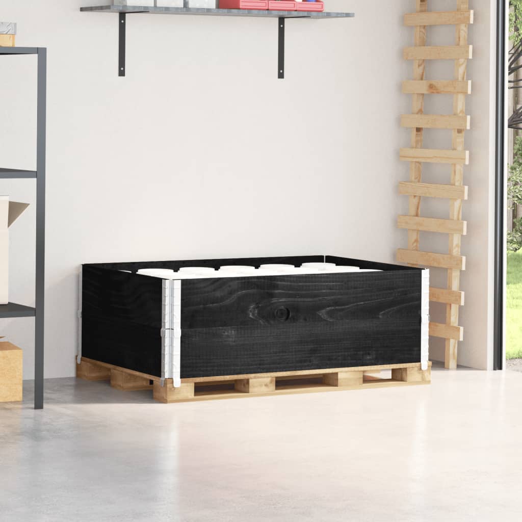 Kuormalavan Reunukset 2 Kpl Musta 120X80 Cm Täysi Mänty