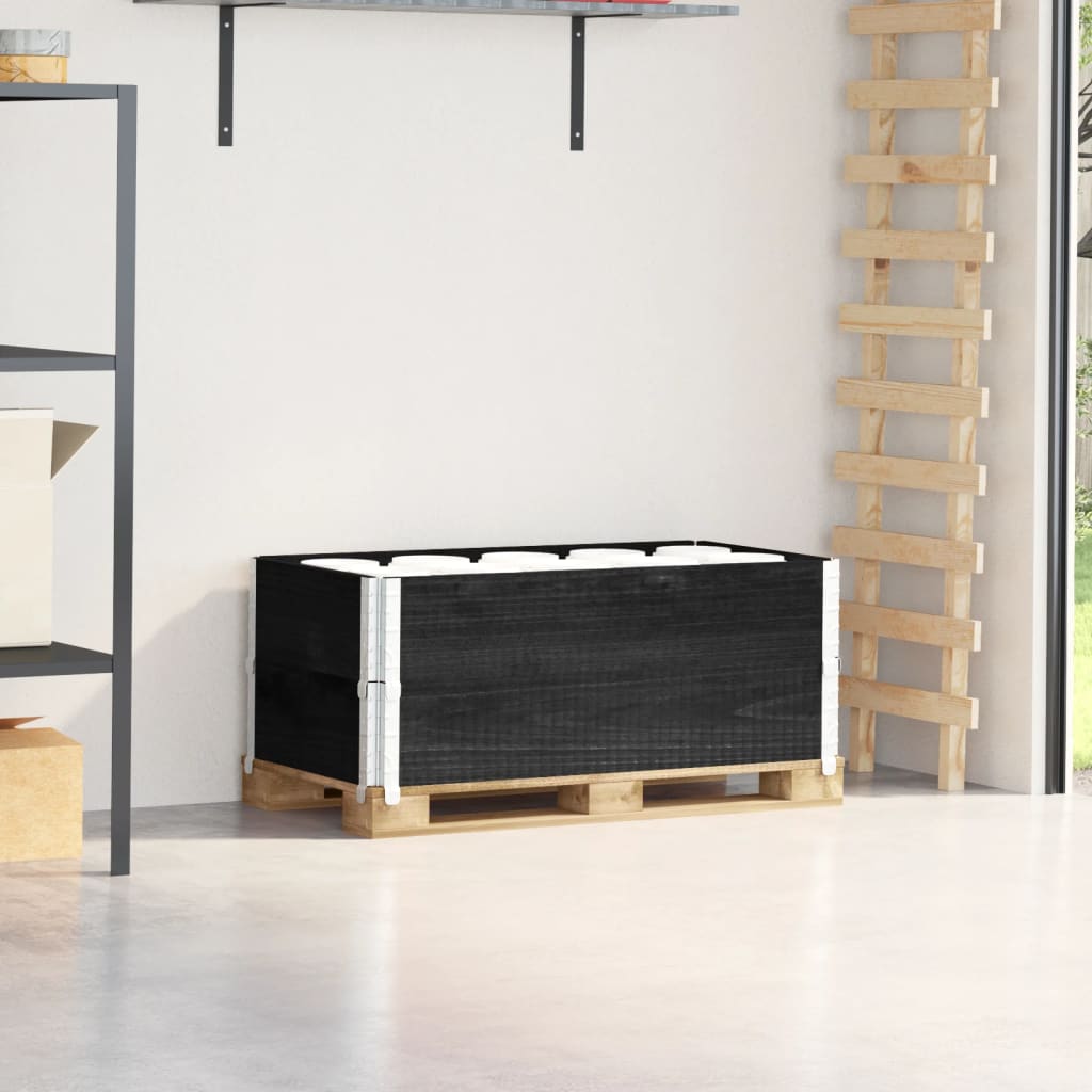 Kuormalavan Reunukset 2 Kpl Musta 100X50 Cm Täysi Mänty