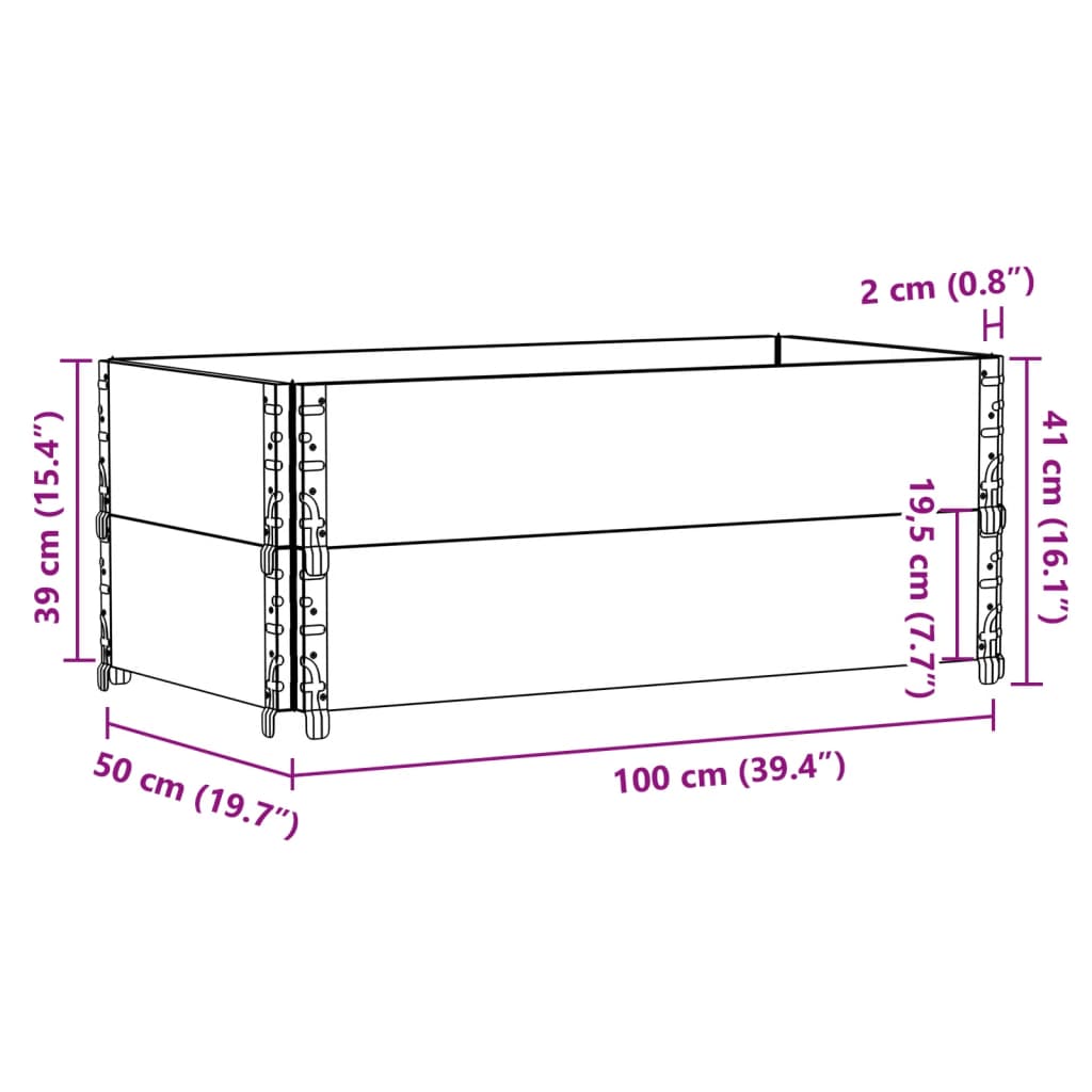 Kuormalavan Reunukset 2 Kpl Ruskea 100X50 Cm Täysi Mänty