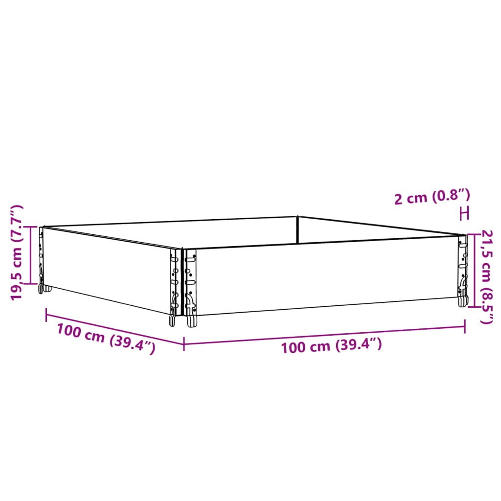 Kuormalavan Reunus Musta 100X100 Cm Täysi Mänty