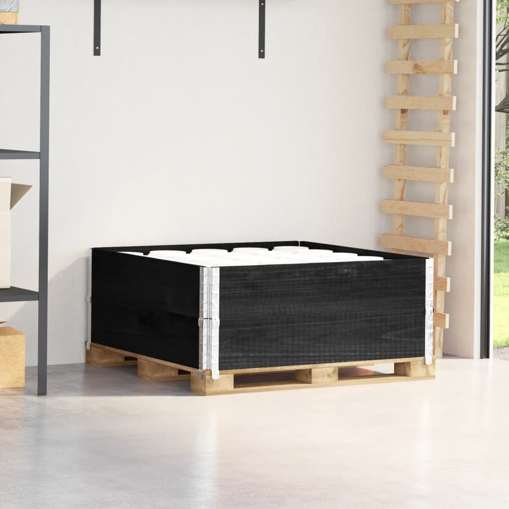 Kuormalavan Reunukset 2 Kpl Musta 100X100 Cm Täysi Mänty