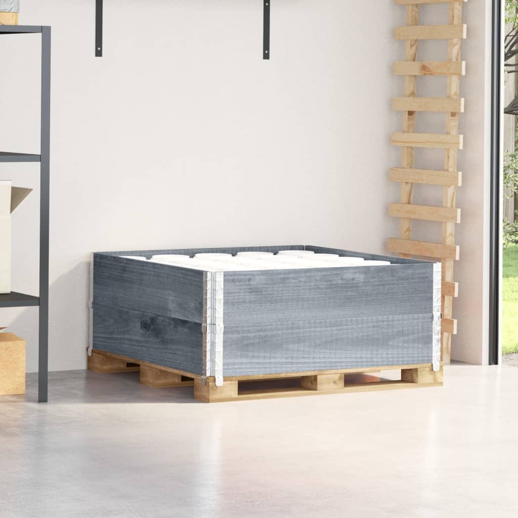 Kuormalavan Reunukset 2 Kpl Harmaa 100X100 Cm Täysi Mänty