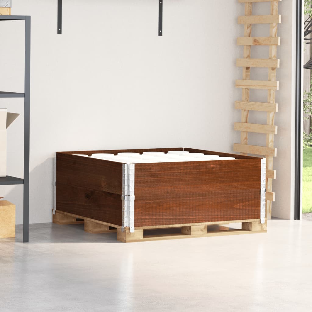 Kuormalavan Reunukset 2 Kpl Ruskea 100X100 Cm Täysi Mänty